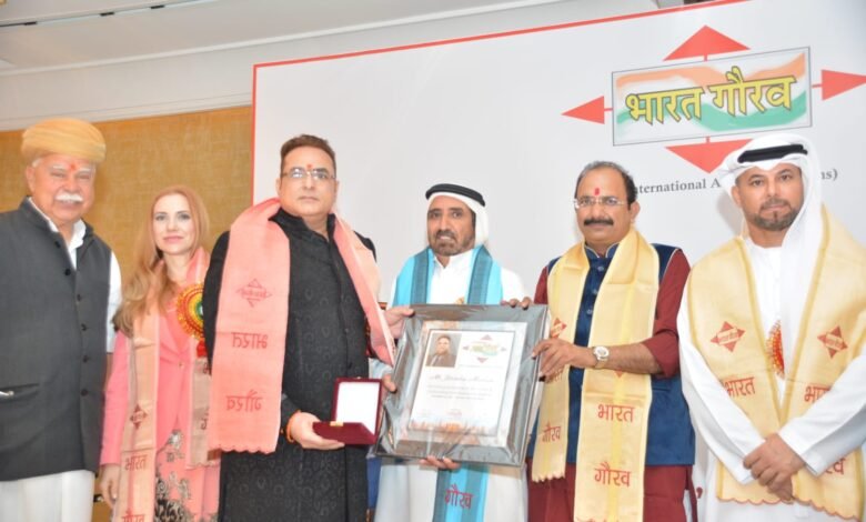 Dr Jitendra Matlani a renowned social icon of Dubai conferred with the prestigious Bharat Gaurav Award